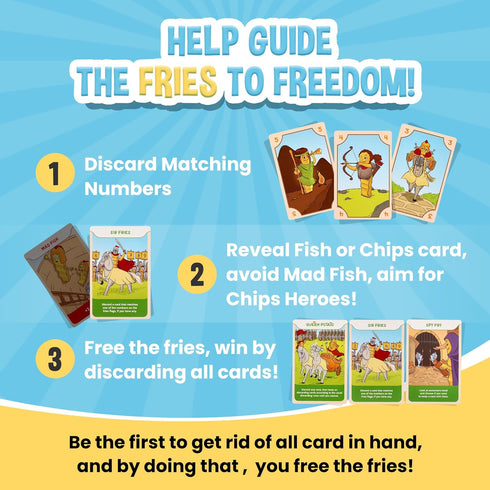 THE GREAT FRIES ESCAPE - Foodie Adventure Card Game for Kids, Easy to Learn Playing Cards for Kids, Ideal for Family Game Night, Party Game, Campi...