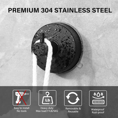 SVG HOME- Wall Hooks | 2 pcs Suction Cup Hooks Removable, Stainless Steel 304, for Most Household Walls | Shower Hooks Suction Cup | Towel Hooks f...