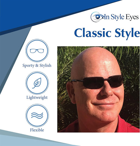 In Style Eyes Original Lovin Wrap Around Bifocal Reading Sunglasses - Rimless, UV Protection - Non-Polarized Lens - Black - 1.5x...