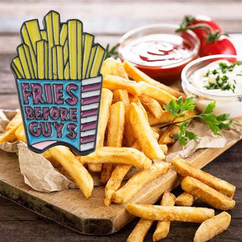 LQRI French Fries Enamel Lapel Pin Brooch Fries Before Guys Gift French Fries Lover Gift Funny Fry Food Enamel Pins...