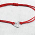 Red Womens Friendship Bracelet, Small Handmade Sterling Silver 925 Open Heart Shaped Charm, Pull Adjustable Kindred Cord Thread. Handmade Heart Gi...