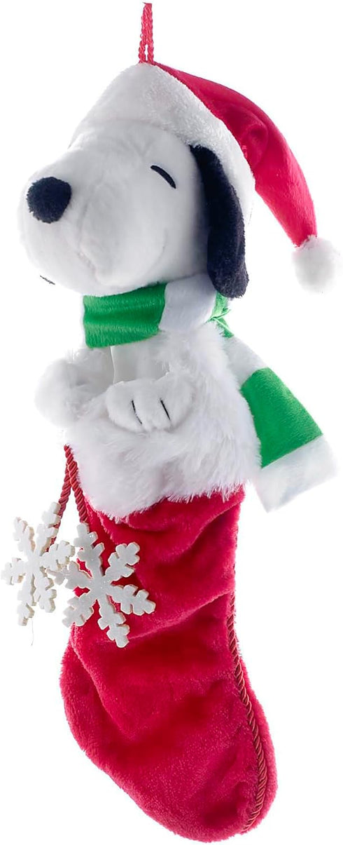 Peanuts Kurt Adler 21-Inch Snoopy Plush Head Stocking with Snowflake Dangles...