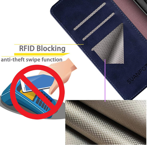 SUANPOT for Samsung Galaxy S22 Ultra with RFID Blocking Leather Wallet case Credit Card Holder,Flip Folio Book Phone case Shockproof Cover Women M...
