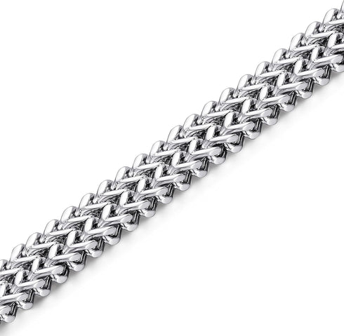 FIBO STEEL Stainless Steel 12MM Two-strand Wheat Chain Bracelet for Men Punk Biker Bracelet,8.0-9.1 inches...