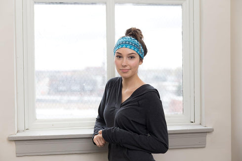 RiptGear Stretch Sport Headband for Women (Tribal Blue) — Made of Non-Slip Sweat Wicking Fabric — Great for Yoga, Running or The Gym — Soft Headba...