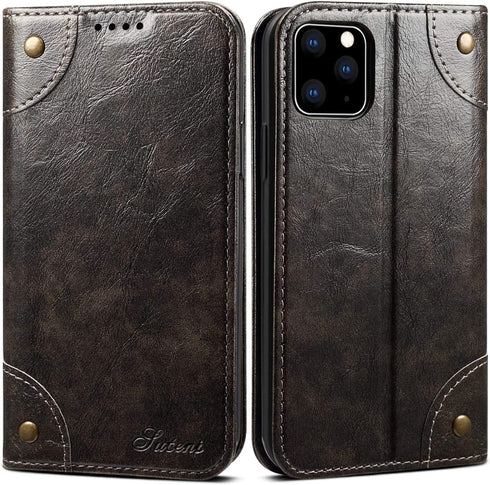 SINIANL Compatible with iPhone 11 Pro Max Leather Case Wallet Folio Case Book Design Magnetic Closure with Stand and ID Holder Credit Card Slots f...