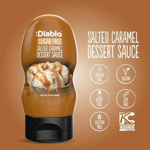 Diablo Salted Caramel Dessert Sauce | Sugar Free | Gluten Free | Diabetic Friendly | Hamper Available - Perfect for Gifting | 360g 12.70oz...