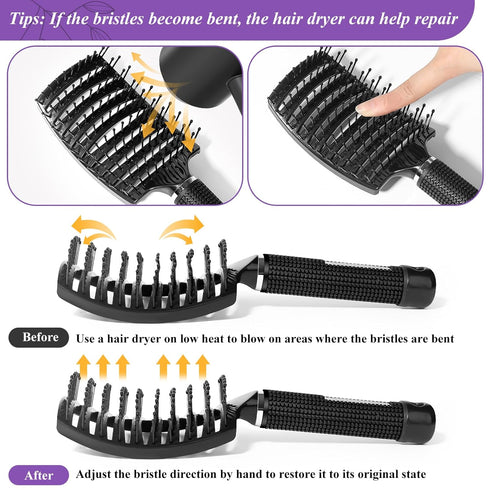 Hair Brush, Detangler Hair Brushes for Women Men Kids Faster Blow Drying, Curved Vent Detangling Brush for Wet Dry Curly Straight Thick Thin Hair ...