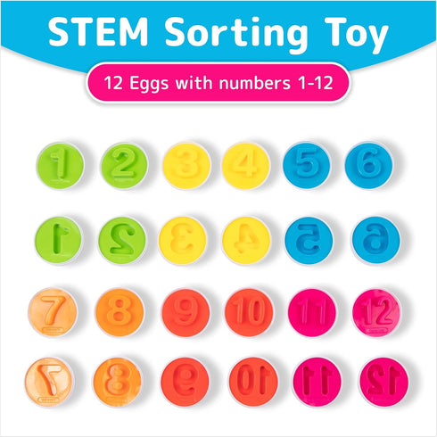 PREXTEX Find & Match Shape Matching Easter Eggs with Shapes and Numbers, Chicken Carrying Case...