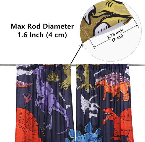 ANHOPE Dinosaur Curtains Ancient Jungle Forest Wildlife Animal Theme Window Drapes Cartoon Dino Print Pattern Rod Pocket Privacy Curtains for Kids...