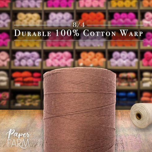 100% Cotton Loom Warp Thread (Brown), 8/4 Warp Yarn (800 Yards), Perfect for Weaving: Carpet, Tapestry, Rug, Blanket or Pattern - Warping Thread f...