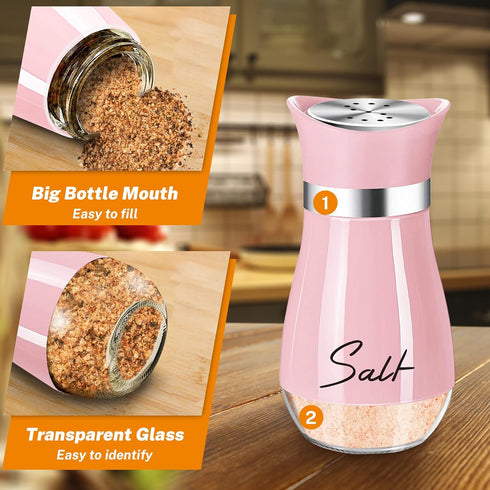 Salt and Pepper Shakers Set,4 oz Glass Bottom Salt Pepper Shaker with Stainless Steel Lid for Kitchen Cooking Table, RV, Camp,BBQ Refillable Desig...