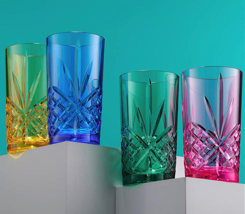 Godinger Acrylic Highball Glasses, Tall Beverage Highballs Drinking Glasses Cups, Shatterproof and Reusable Tumbler Cups - Dublin Collection, Set ...