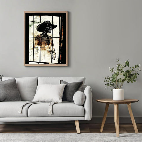 Posterizer 1 pcs-Skeleton/death at the door- creepy holloween art-Gothic Art-Western Art-Gifts for Men-Living Room Bedroom Decor- unframed wall ar...