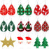 AUGSUN Christmas Earrings for Women, 9 Pairs Christmas Faux Leather Earrings Lightweight Leaf Long Dangle Earrings Teardrop Earrings for Christmas...