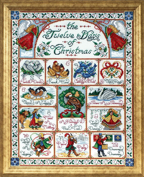 Design Works Crafts 5435 12 Days of Christmas Counted Cross Stitch Kit, 14 by 18" , White...