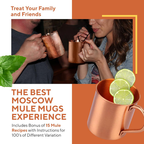 Moscow Mule Copper Mug by Solid Copper - Authentic Moscow Mule Mugs Unlined 16 oz...