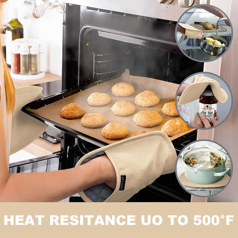 Rorecay Silicone Pot Holders Sets: Heat Resistant Oven Hot Pads with Pockets Non Slip Grip Large Potholders for Kitchen Baking Cooking | Quilted L...