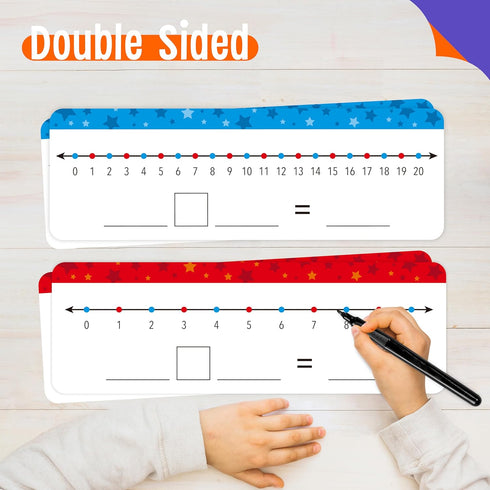 15 PCS Number Line Dry Erase Boards, Double Sided Writable and Erasable Board-0-10 on One side & 0-20 on Other Side Math White Board for Kids, Stu...