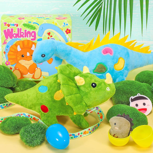 Tagitary Plush Toys Dinosaur Stuffed Animal Interactive Electronic Pet That Walking,Head Nodding,and Making Sound,Soft Plush Triceratops Toys with...