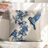 Chinoiserie Pillow Cover Blue Cherry Blossom and Birds Cotton Linen Decorative Throw Pillow Case Cushion Cover for Bedroom Sofa Living Room Couch ...