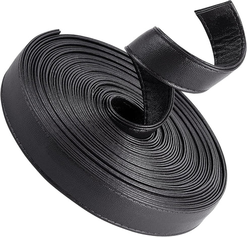 GORGECRAFT 5M Long Double Sided Leather Strips 20MM Wide Shoulder Bag Leather Strap Roll Black Smooth Leather String Flat Cord for DIY Crafts Clot...