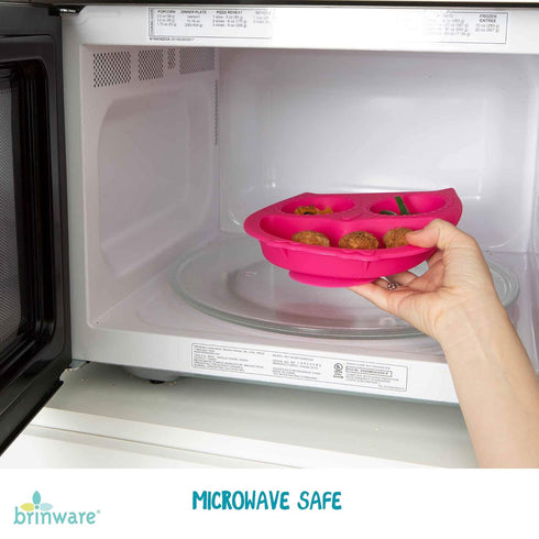 Suction Silicone Baby Plate/Bowl- Child Divided Plates Toddler and Kids Non-Slip Grip Dish Safe for Microwave, Oven, and Dishwasher - Owl (Pink)...