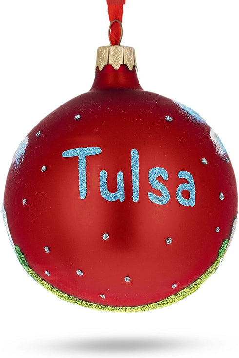 Tulsa, Oklahoma, USA Glass Christmas Ornament 3.25 Inches...