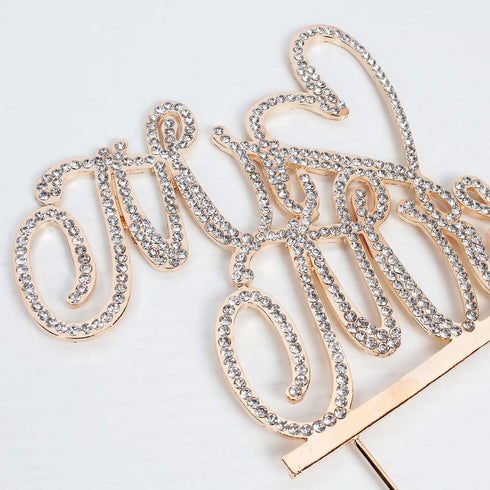 Mr and Mrs Love Cake Topper Wedding Anniversary Gold Crystal Rhinestone Party Decoration...