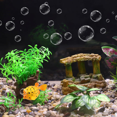 Aquarium Plastic Plants, Driftwood Betta Silk Plants, Silk Plants Aquarium Set Decor, Silk Aquarium Plants for Betta Fish (Green Red, 4pcs)...