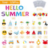 109Pcs Summer Cutouts Summer Bulletin Board Decorations Set Pool Beach Hawaiian Theme Cut Outs Ball Bulletin Board Border Summer Decorations for O...