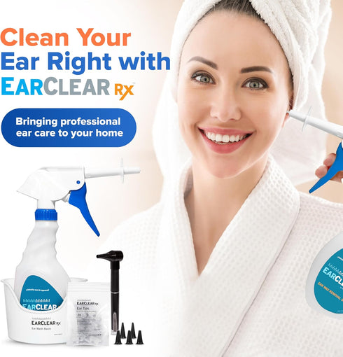EarClearRX Flexible Tip Kit – Complete at-Home Ear Cleaning Kit for Adults & Kids - Easy-to Use Ear Cleaner - Includes Bottle Washer, Basin, 20 Di...
