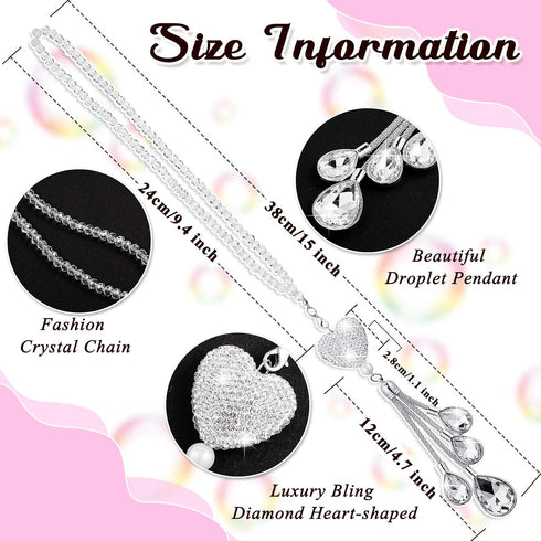 Frienda Bling Heart Car Charms Car Accessories for Women Valentine Gifts Crystal Rear View Mirror Hanging Charms Diamond Decoration Lucky Interior...