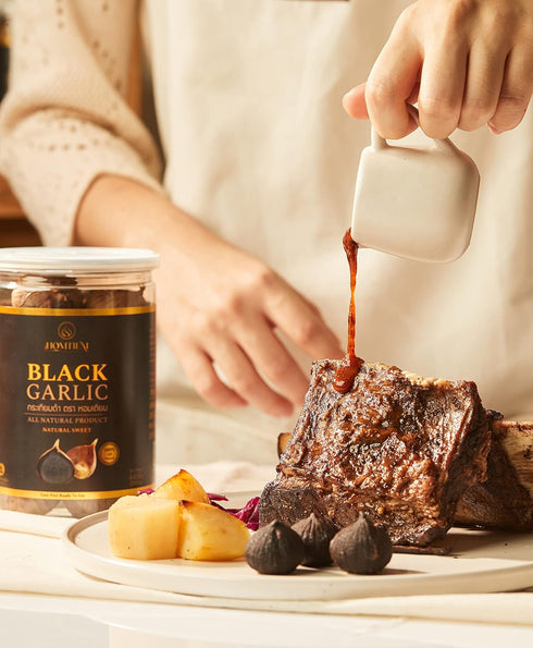 Homtiem Black Garlic 3.53 Oz (100g.), Whole Black Garlic Fermented for 90 Days, Super Foods, Non-GMOs, Non-Additives, Ready to Eat for Snack Healt...