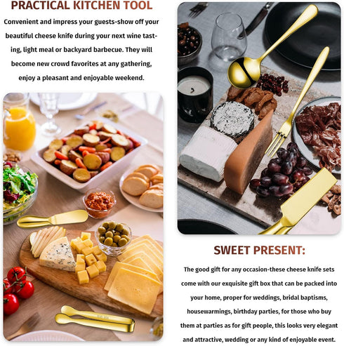 Charcuterie Board Accessories Cheese Spreader Knife Set Cheese Butter Knife Stainless Steel Mini Serving Tongs Spoons Appetizer Forks for Pastry C...