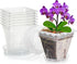 Orchid Pot, 7 Pack 6 Inch Clear Square Plastic Breathable Orchid Pots for Repotting, Plant Potswith Holes and Saucers for Indoor Plants, Spider Pl...