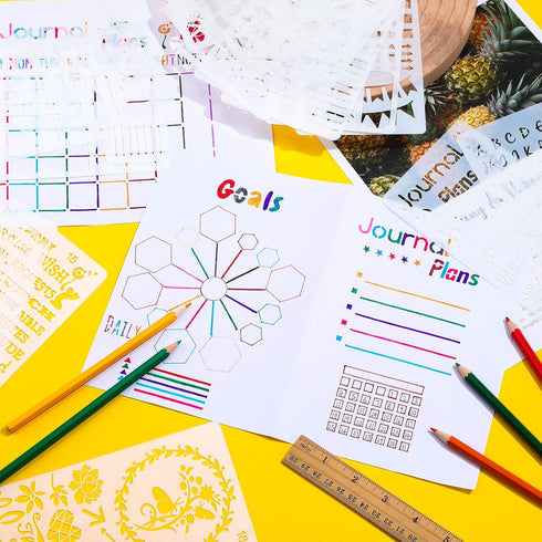 Tenare 30 Pcs Journal Stencils, Plastic, Adorable Style, 4 x 7 Inch...