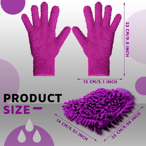 3 Pairs Dusting Gloves with 3 Pcs Microfiber Mitt, Washable Double Sided Cleaning Gloves Microfiber Dusting Mitten for Plant Car Window Corner Hou...