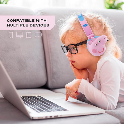 Peppa Pig Over-Ear Headphones for Kids - Adjustable Headband, Stereo Sound, Tangle-Free Cable, Volume Control, and 3.5mm Jack - Perfect for School...