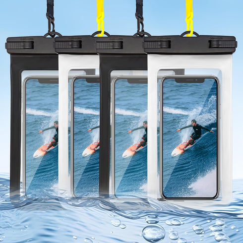 Waterproof Phone Pouch, Waterproof Phone Case for iPhone 15 14 13 12 Pro Max XS Samsung, IPX8 Cellphone Dry Bag Beach Essentials -8.5" (Black Clea...