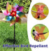 10 Pieces 21 Inches Rainbow Reflective Pinwheels with Stakes Windmill Wind Spinners Outdoor for Yard Garden Lawn Farm Decor Bird Repellent, Large ...