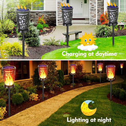 Solar Lanterns Outdoor Waterproof,Flickering Flames Outdoor Solar Lights,Hanging Lanterns Decoration Lighting for Table, Garden, Patio, Tree, Yard...