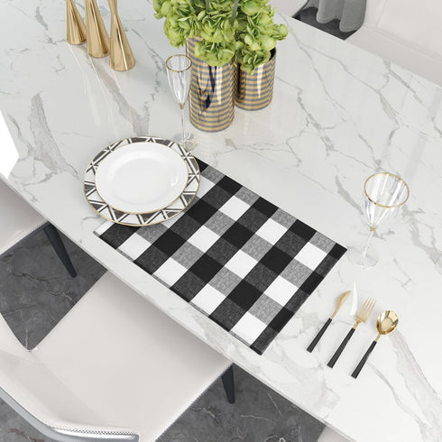 Black & White 2 Side Cotton Buffalo Check Placemats Set of 4 Heat Resistant Dining Table Place Mats for Kitchen Table, 12 x 18 inches...