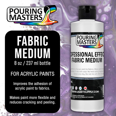 Pouring Masters Professional Effects Fabric Medium, 8 Ounce Bottle - Extender, Improves Acrylic Paint Adhesion to Fabrics, Textiles, Increases Tra...