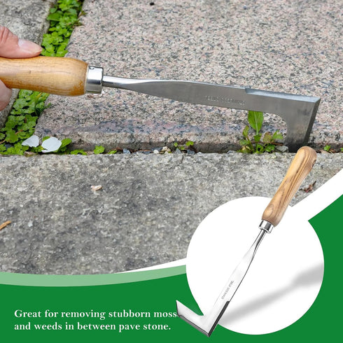 2 Pack Uprooting Weeding Tool, Gardening 4 Claw Hand Weed Remover Tool and L-Shape Manual Grass Removal Set, Manganese Steel Weeder Puller for Law...