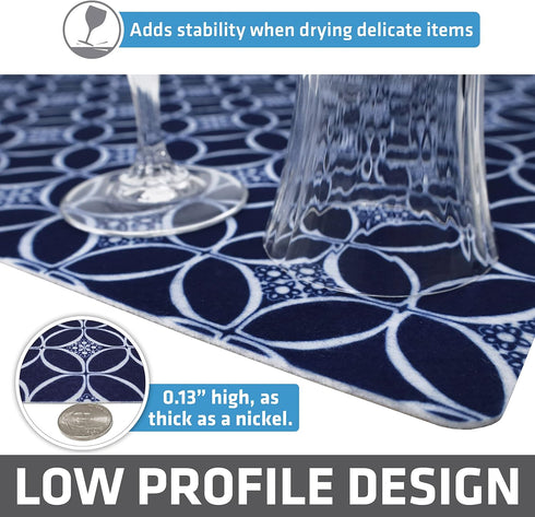 Drymate XL Dish Drying Mat, Oversized (19”x24”), Low-Profile, Super Absorbent, Quick Dry Fabric, Waterproof & Slip-Resistant, for Kitchen Counter,...