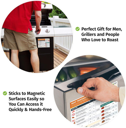 Meat Temperature Chart Magnet - Grilling Accessories - Chicken, Turkey, Beef, Steak, Pork Cooking Temperature Chart BBQ Grill Guide Meat Doneness ...