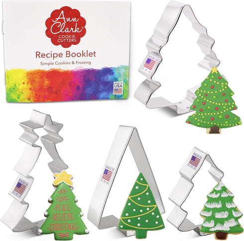 Christmas and Holiday Tree Cookie Cutters 4-Pc Set, Made in USA by Ann Clark...