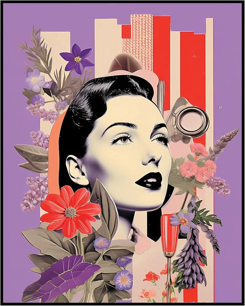 Posterizer 1 pcs-vintage woman collage with surreal elements-Retro Art-Abstract & Modern Art-Gift for Art Lovers-Gifts for Women- UNFRAMED Wall Ar...