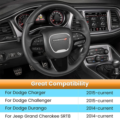 Steering Wheel Cover Trim Interior Accessories Decoration Kit for 2015-2021 Dodge Challenger Charger, for 2014-2021 Dodge Durango & Jeep Grand Che...